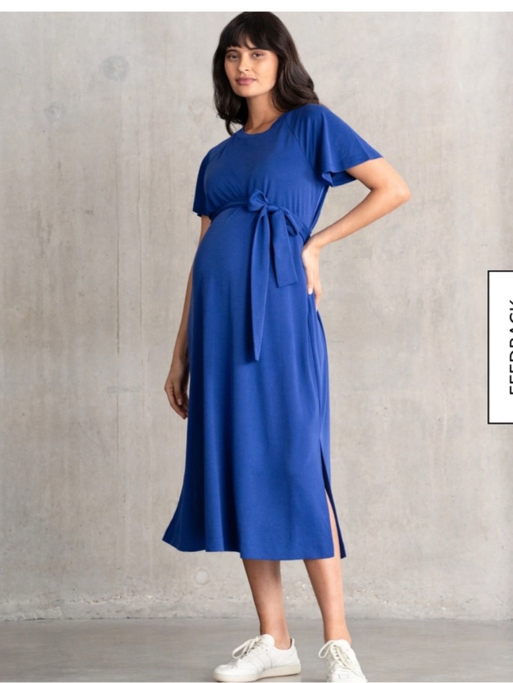 Seraphine Ashley Royal Blue Tie-Waist Midi Maternity Dress